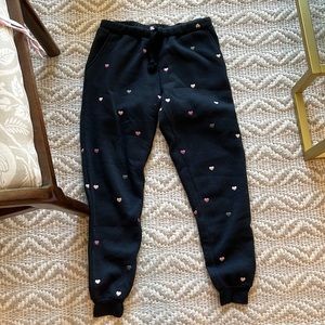 Women's Sweatpants Black with Hearts Pajama Joggers Pants Vintage Havana Small